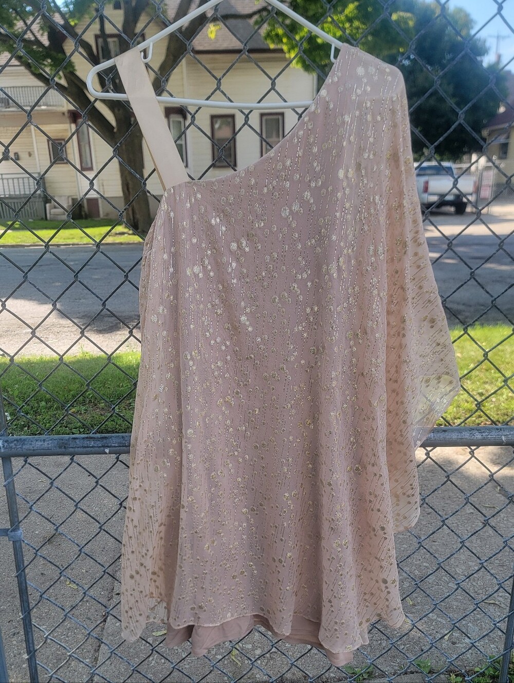 NWT ERIN by Erin Fetherston Silk Metallic One-Shoulder Dress – Size 10